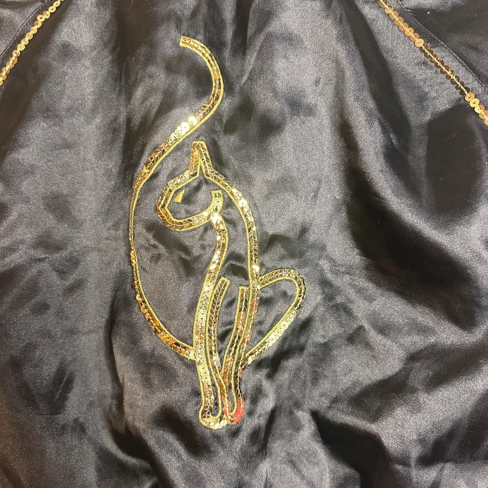 Y2K BABY PHAT Vintage Rare M-L Satin Sequin Tiger Stripe Bomber Cropped Jacket - Picture 7 of 10